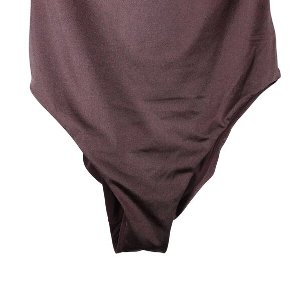 New Andie Swim Nadi Licorice Brown Satin Swimsuit Small Tall Long Torso 2246 - Picture 3 of 12